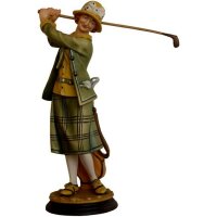 Nostalgie Golfspielerin mit Golfbag