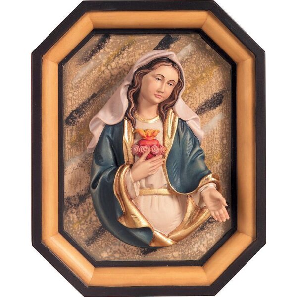 Sacro Cuore Maria bassorilievo con cornice