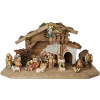 Peace Nativity scene set with 14 figures and shed