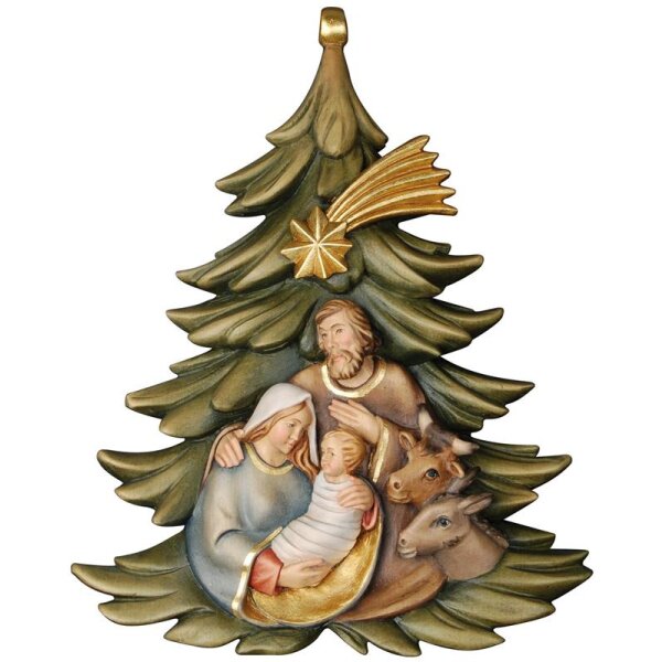 Christmas decoration: Tree with Family, ox, donkey