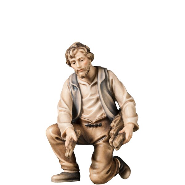 A-Kneeling farmer with firewood - colored - 4,3 inch