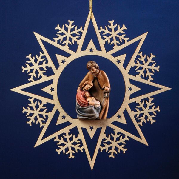 Holy Family on the star with snowflakes