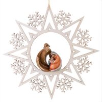 Holy Family on the star with snowflakes