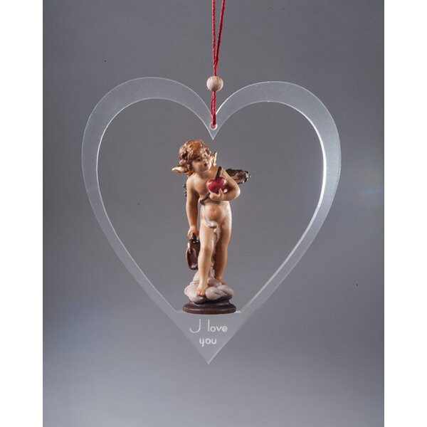 Cupid with heart of plexiglass