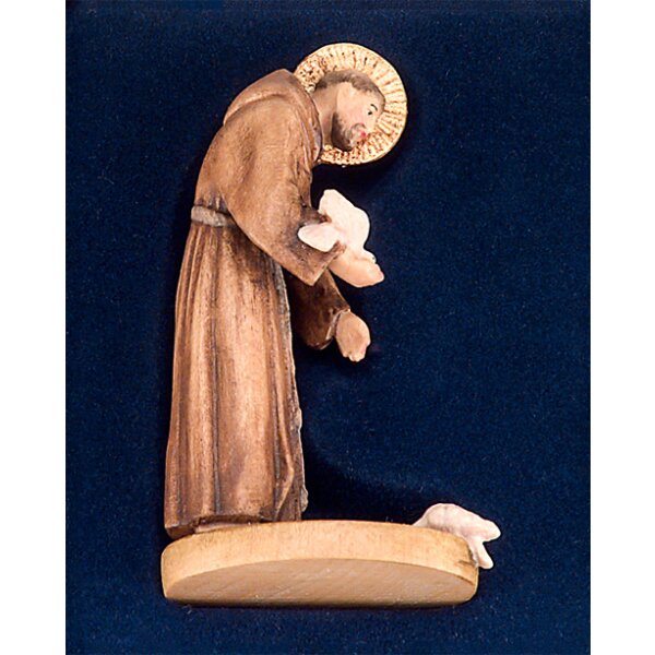 Hl.Franziskus von Assisi - Color - mit Ölfarbe lasiert (C ) - 7 cm
