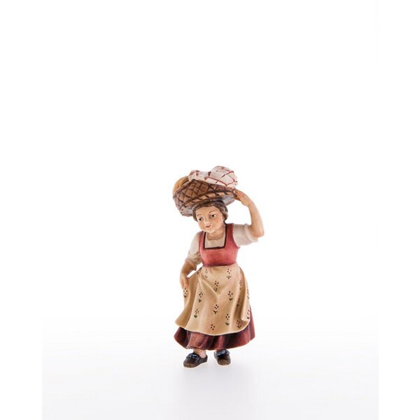 Bambina con cesta di pane - dipinto con colori ad olio (C ) - 12 cm