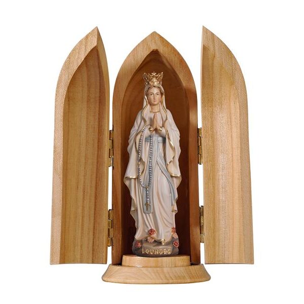 Madonna Lourdes con corona in nicchia
