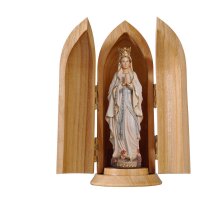 Madonna Lourdes with crown in niche