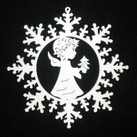 Schneestern mit Engel und Baum