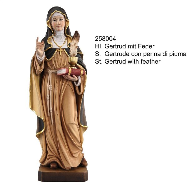 St. Gertrud with feather - colored - 5 inch