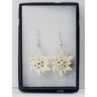 edelweiss earrings - natural with cristal - 1,2 inch