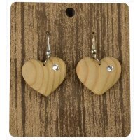 hearts earrings - natural with cristal - 0,8 inch