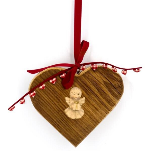 heart old wood with angel - gold board - 5,1 inch