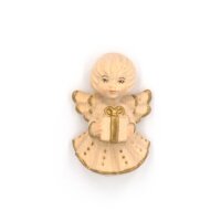 Angel with present - natural with cristal - 2 inch