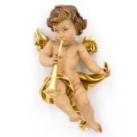 Angel with trombone - color carved - 18 inch