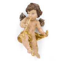 Angel with trombone - color carved - 18 inch