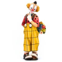 Clown with flowers - color carved - 31½ inch