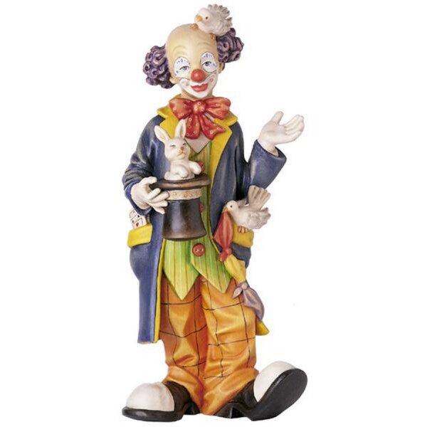 Clown prestigiatore - colorato scolpito tiglio - 80 cm