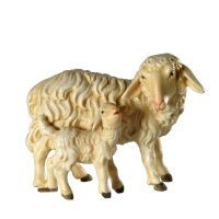 Pecora con agnellino - colorato - 28 cm