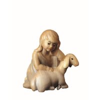 Bambina con pecora - colorato - 5,5 cm