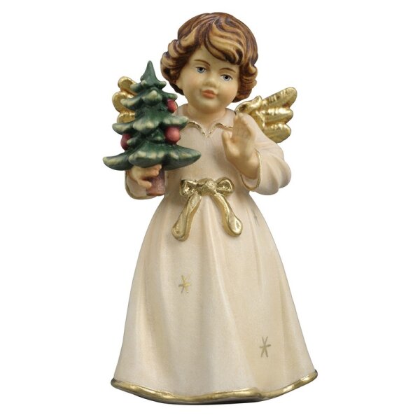 Bell angel standing with tree - wax.gold - 2 inch