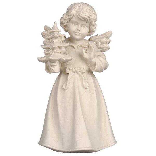 Bell angel standing with tree - natural wood - 2 inch