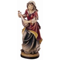 Girl with mandolin - color carved - 23½ inch