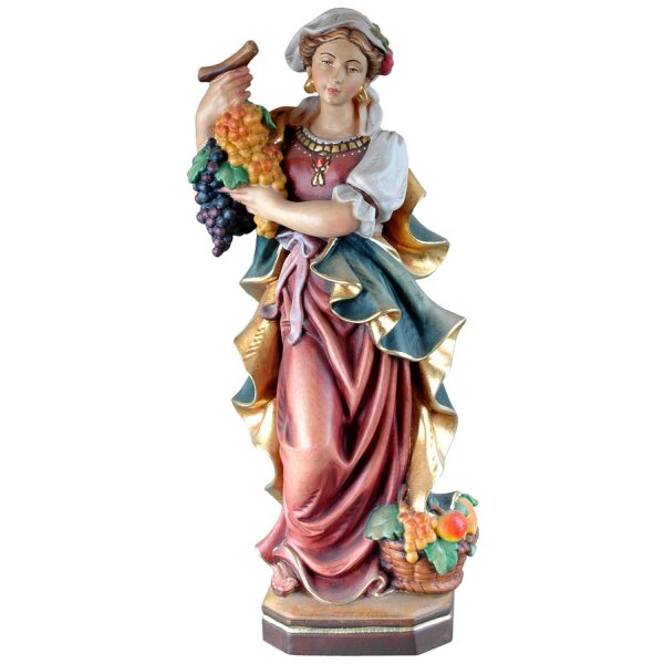 Donna con frutta - colorato scolpito tiglio - 60 cm