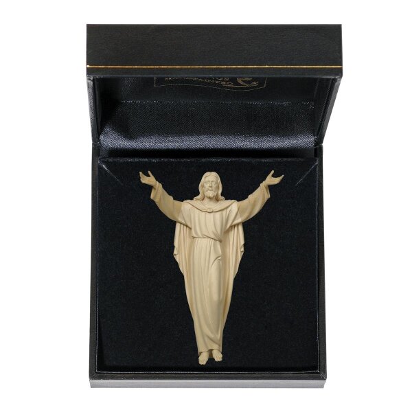 Risen Christ with case - natural wood - 2,5 inch