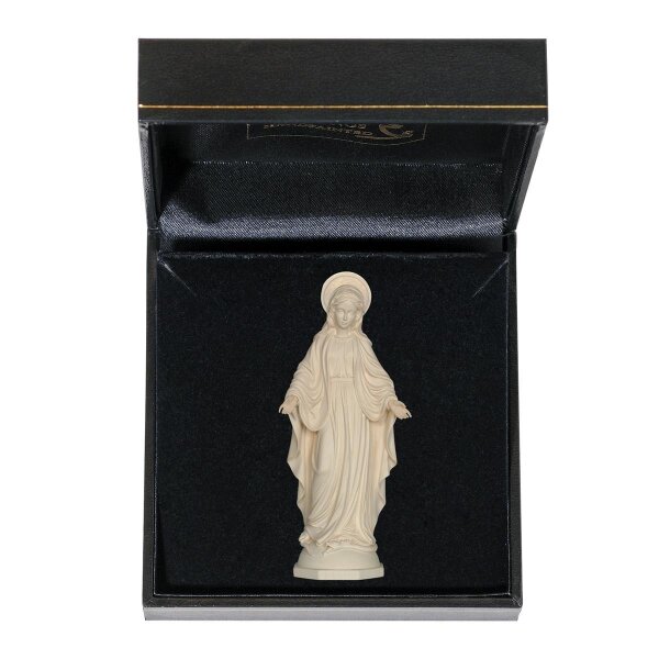 Our Lady of Grace with case - natural wood - 3 inch