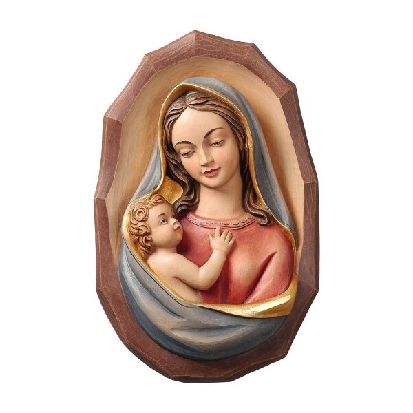Wall madonna with child - colored - 3 inch