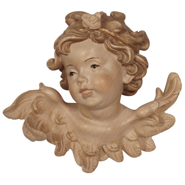 Angel head Leonardo with rose right - 3xstained - 3 inch