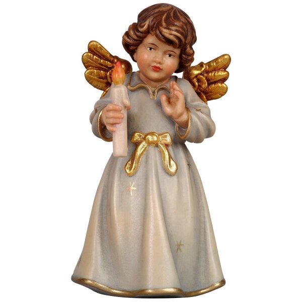 Bell angel standing with candle - colored - 3 inch