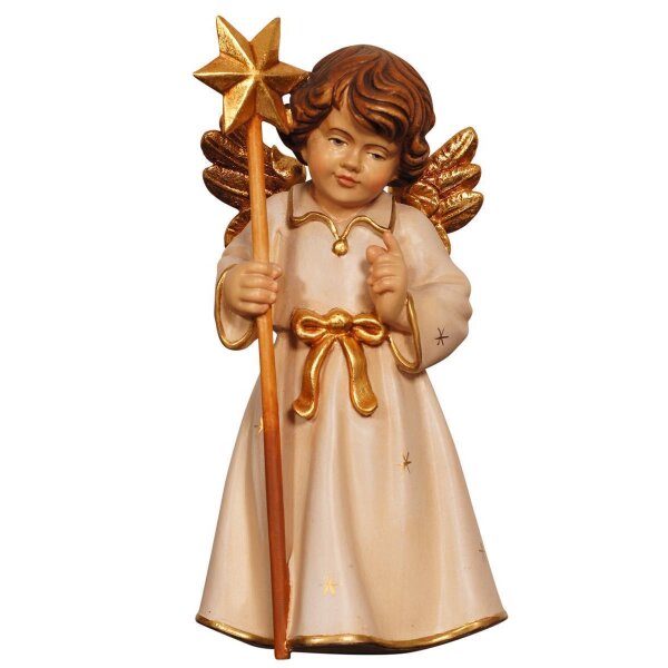 Bell angel standing with star - colored - 3 inch