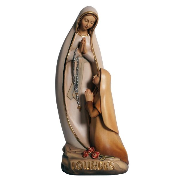Madonna Lourdes mit Bernadette stilisiert - Color - 7 cm