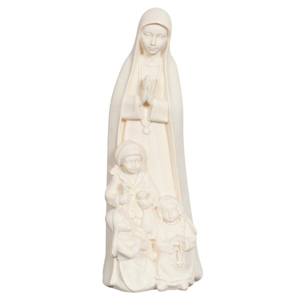 Our Lady of Fátima with little shepherds - natural wood - 3 inch