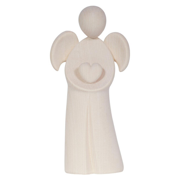 Angel Amore with heart - natural wood - 3 inch