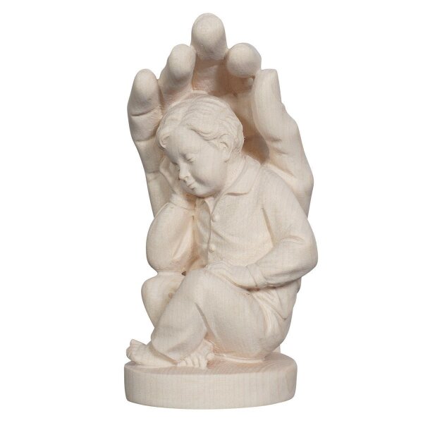 Guardian hand with boy - natural wood - 3 inch