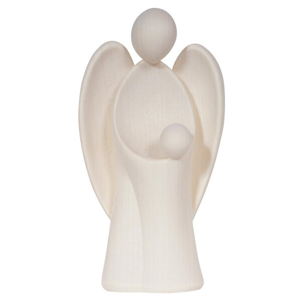 Guardian angel Amore with boy - natural wood - 3 inch