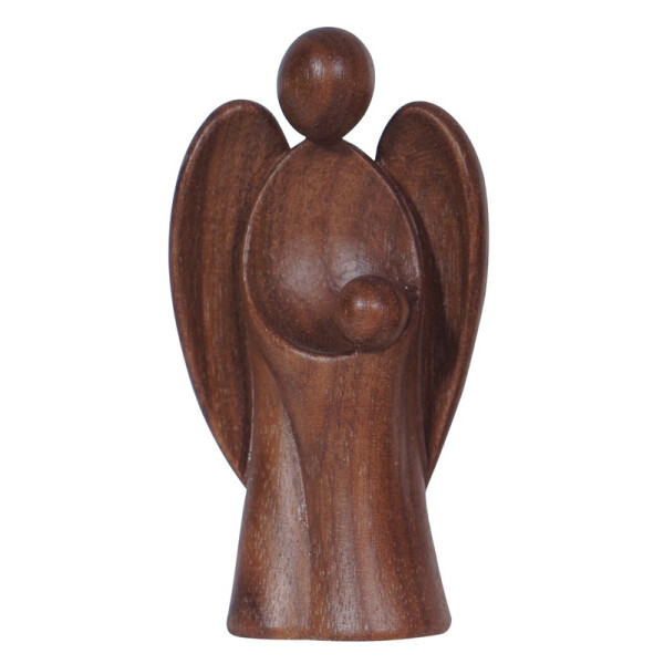 Angelo custode Amore bambino legno di noce - satinato - 7,5 cm