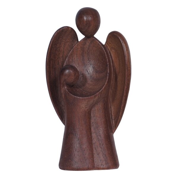 Angelo custode Amore bambina legno di noce - satinato - 7,5 cm