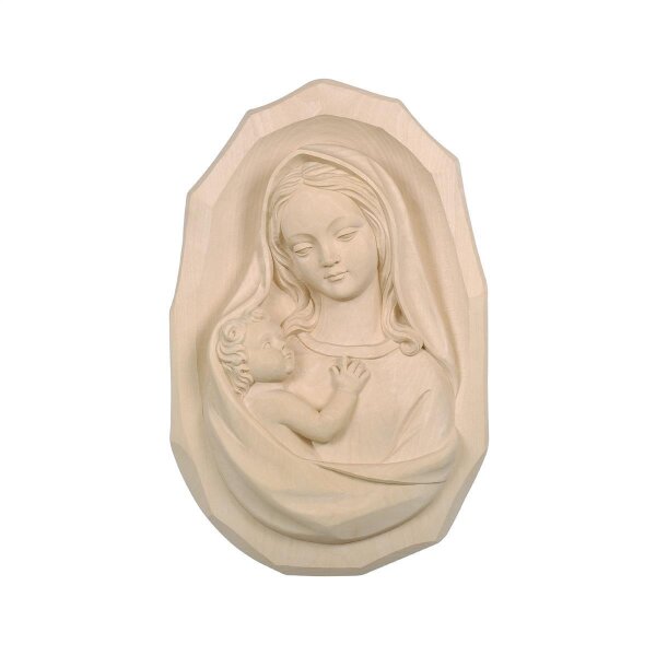 Wall madonna with child - natural wood - 3 inch