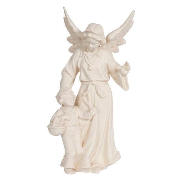 Guardian angel with boy - natural wood - 3,5 inch