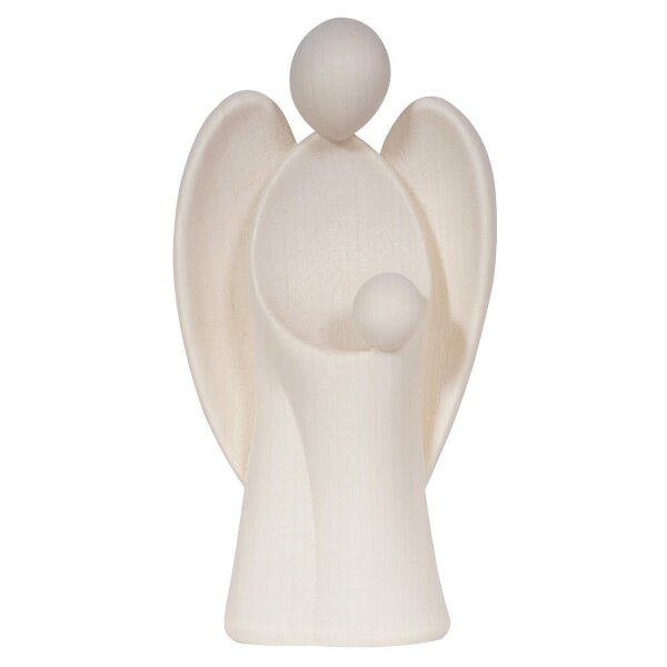 Guardian angel Amore with boy - natural wood - 3,5 inch