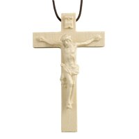 Necklace - cross with Jesus wood carved