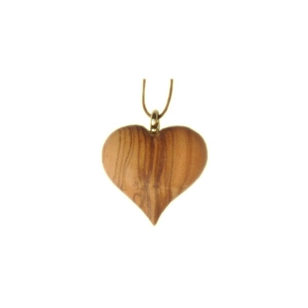 Heart olive with ribbon in natural-wood jewelry