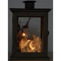 Wooden lantern with stable and Family B 10cm