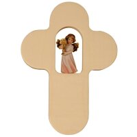 Kinderkreuz und Engel mit Hostie 4 cm, Holz