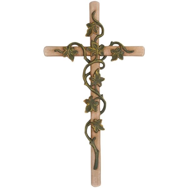 Croce con ramazza dedera in legno