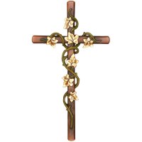 Cross with ivy  tendril in wood